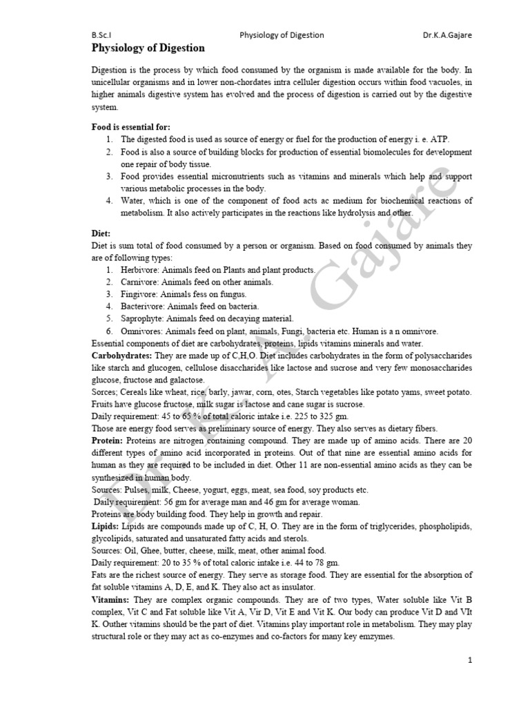 Physiology Of Digestion Pdf
