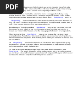 Titanic Homework Ks1