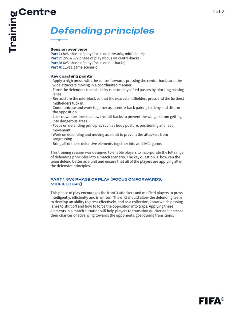 Defending Principles Training Session | PDF | Forward (Association ...