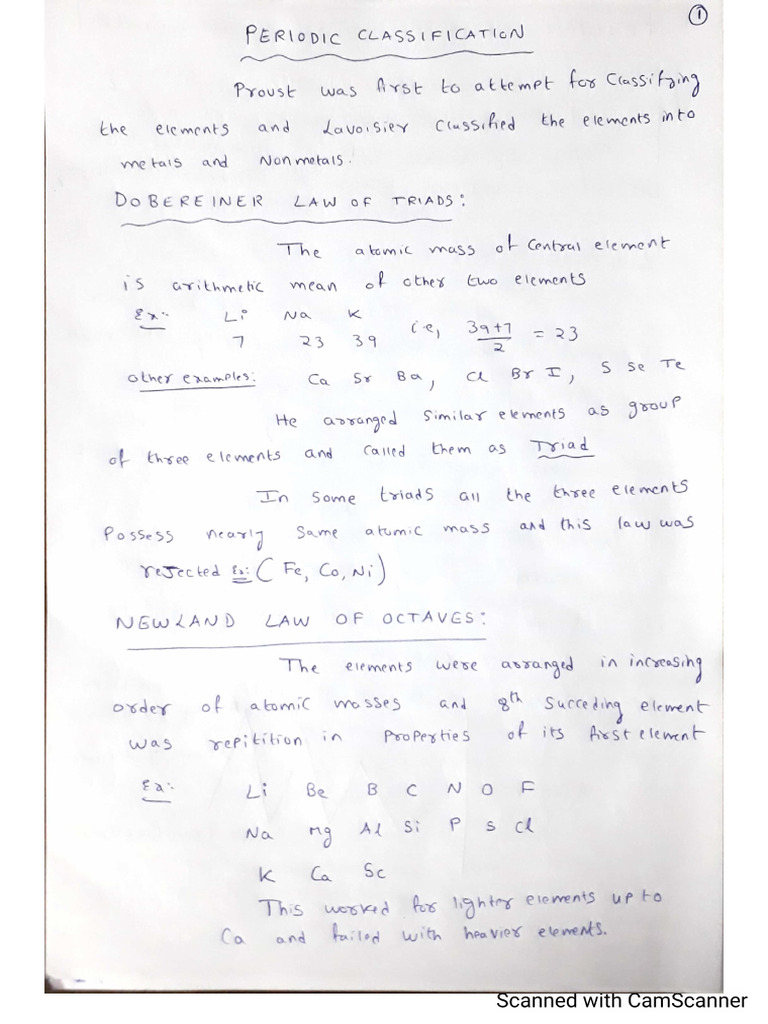 Periodic Classification Notes | PDF
