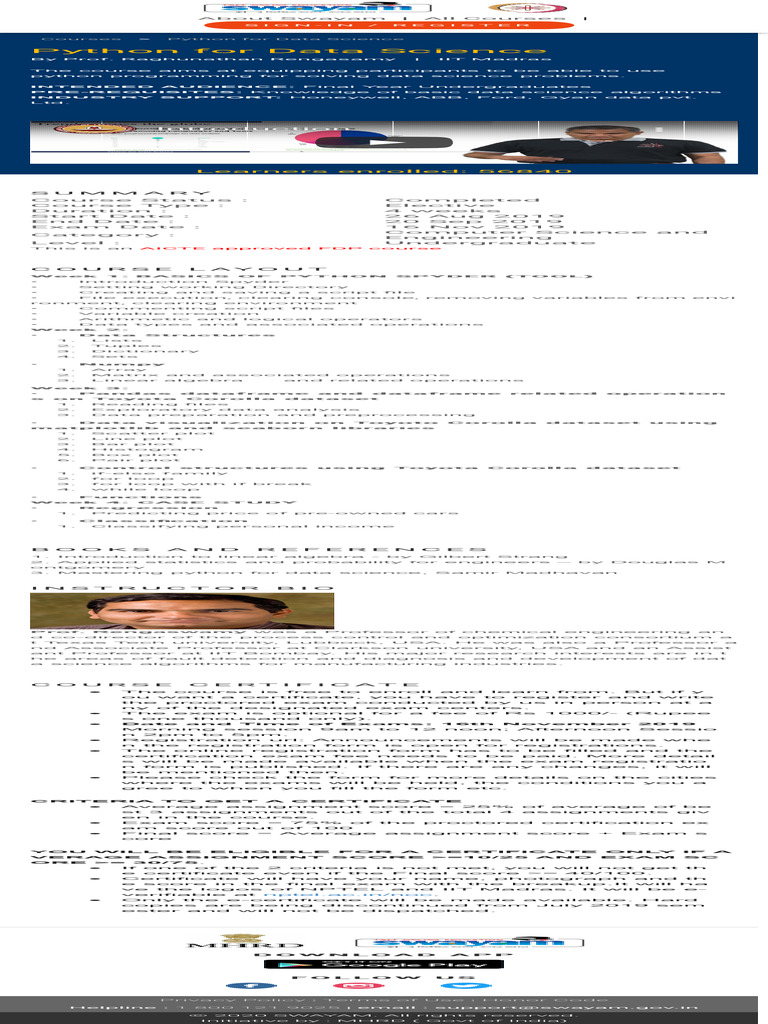 Python For Data Science Course PDF Data Science Computer