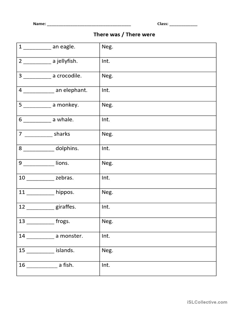 There Was - There Were Worksheet | PDF