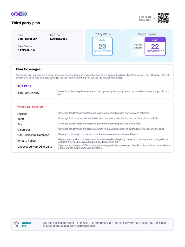 Third Party Plan: November | PDF | Vehicle Insurance | Insurance