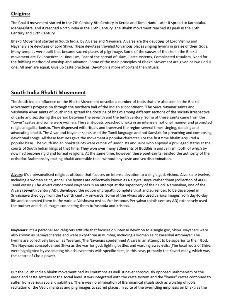Overview of the Bhakti Movement in India | PDF | Bhakti | Bhakti Movement