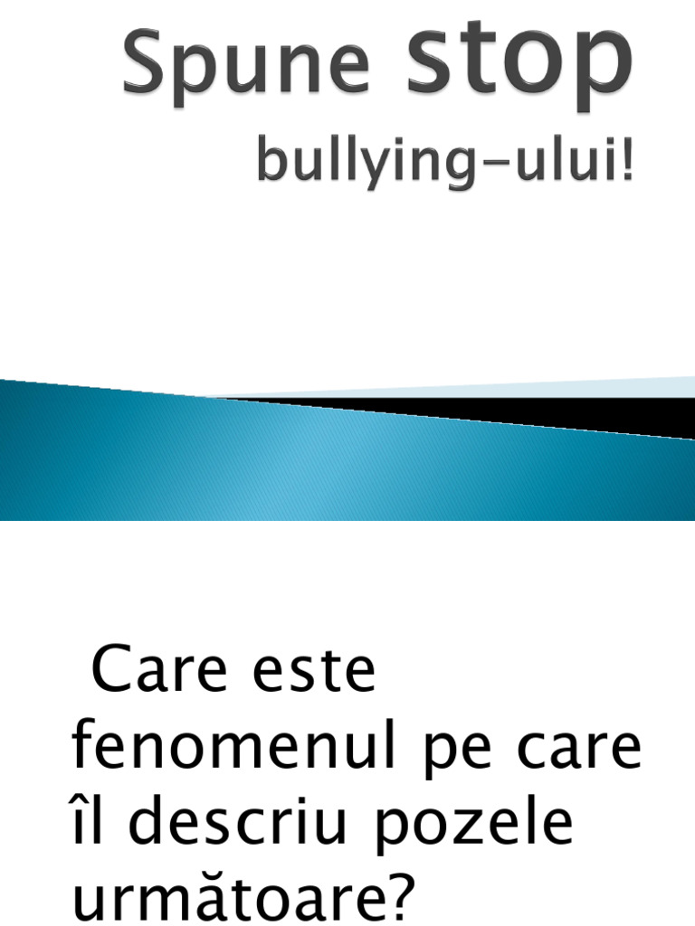 Spune Stop Bullyingului | PDF
