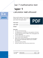 Paper 1: Year 7 Mathematics Test