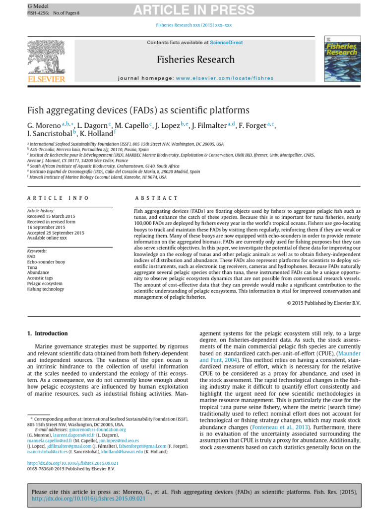 Scientific Use of Fish Aggregating Devices | PDF