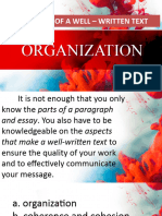 Properties of A Well Written Text - ORGANIZATION