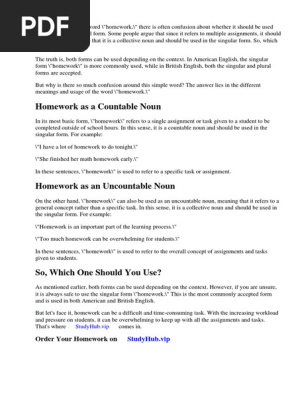 Homework Singular or Plural