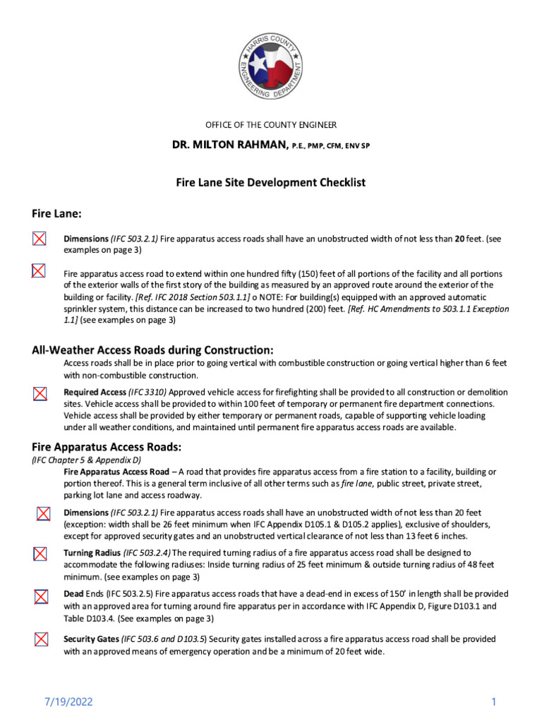 Fire lane site development checklist pdf