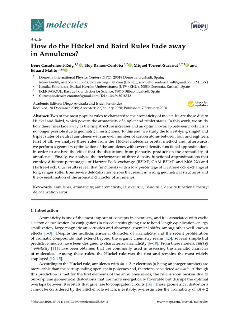 Hückel and Baird Rules in Annulenes | PDF | Aromaticity | Organic Chemistry