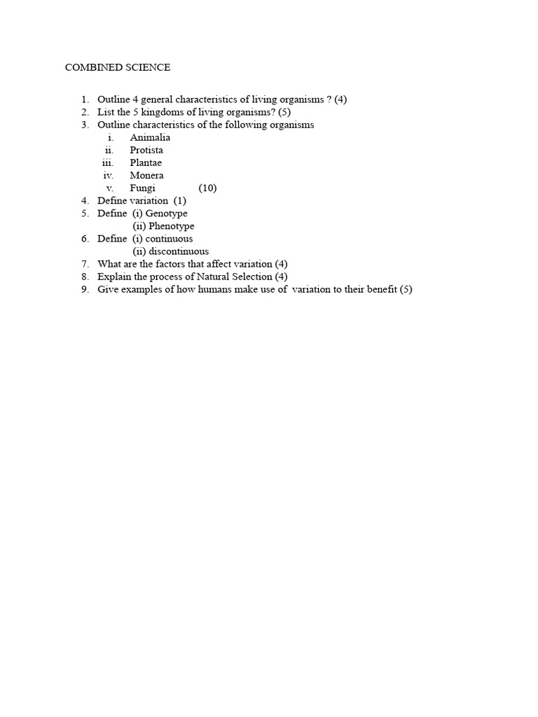Characteristics of Living Organisms | PDF