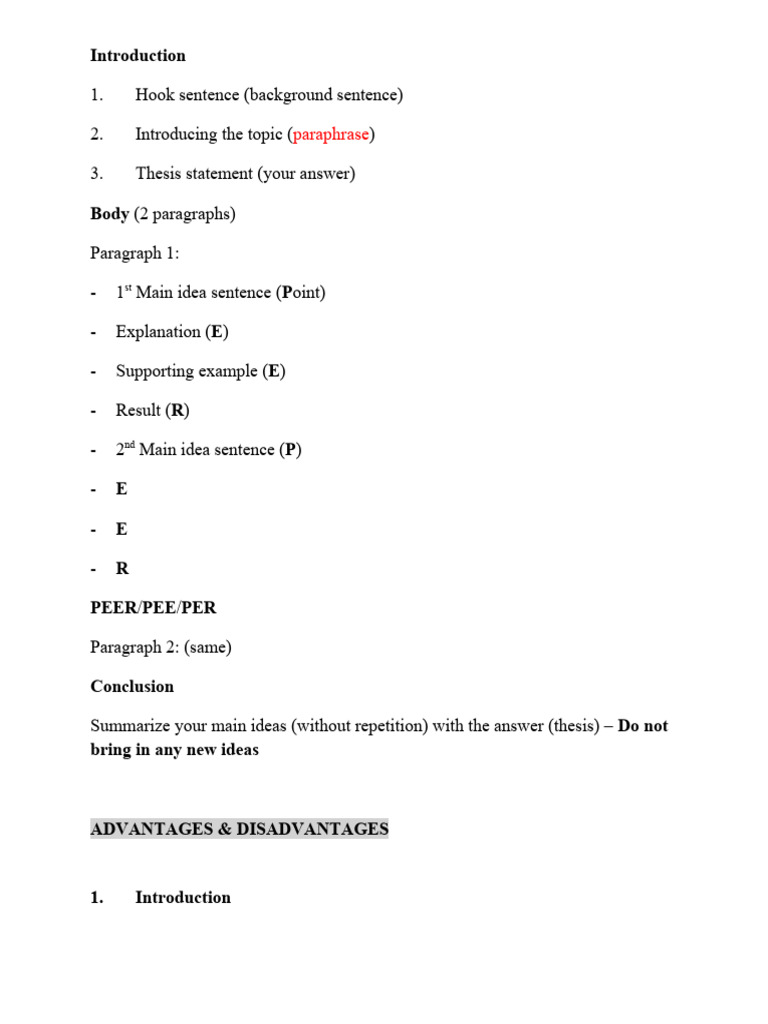 Essay Structure: Advantages & Disadvantages | PDF | Paragraph | Essays