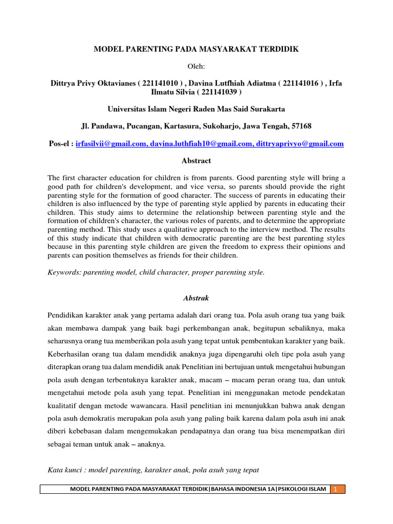 Model Parenting dalam Masyarakat Terdidik | PDF