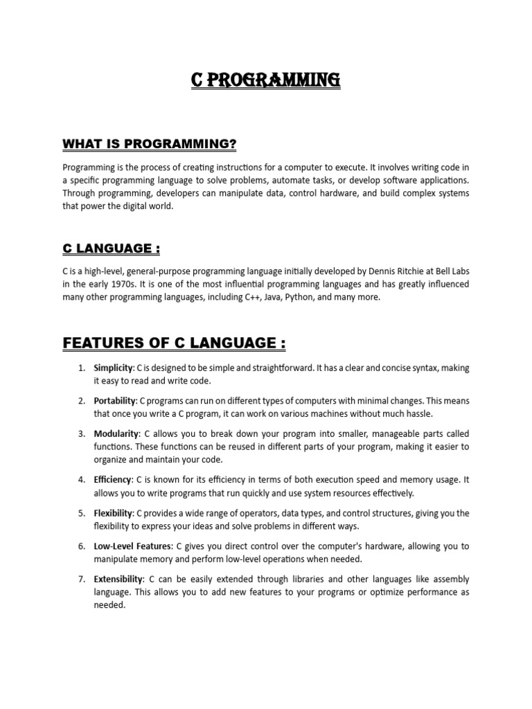 C PROGRAMMING Notes | Download Free PDF | Computer Programming | C ...