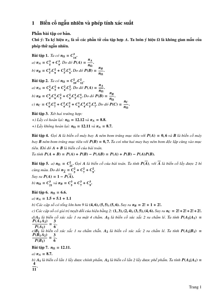 Huong Dan Bai Tap Co Ban Xac Suat Thong Ke | PDF