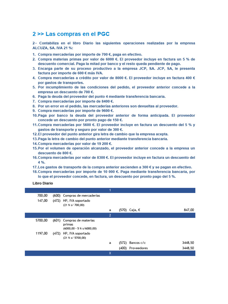 Operaciones de Compras y Ventas PGC | PDF | Transferencia bancaria | Bancos