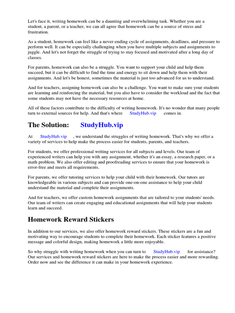 Homework Reward Stickers | PDF | Homework | Learning