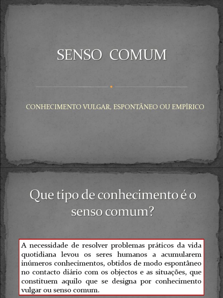 Senso Comum | PDF | Science | Conhecimento