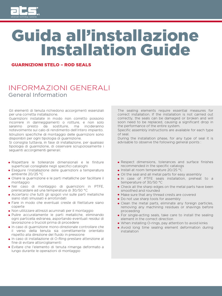ATS SRL - ITG - Installation Guide Rod Seals - Rev00.1021 | PDF