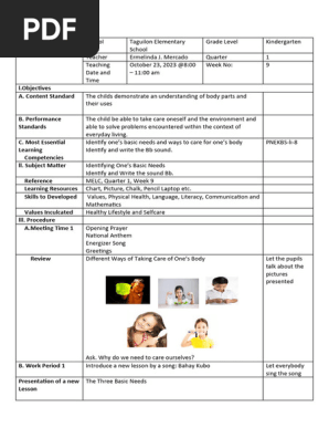 Kindergarten Lesson Plan