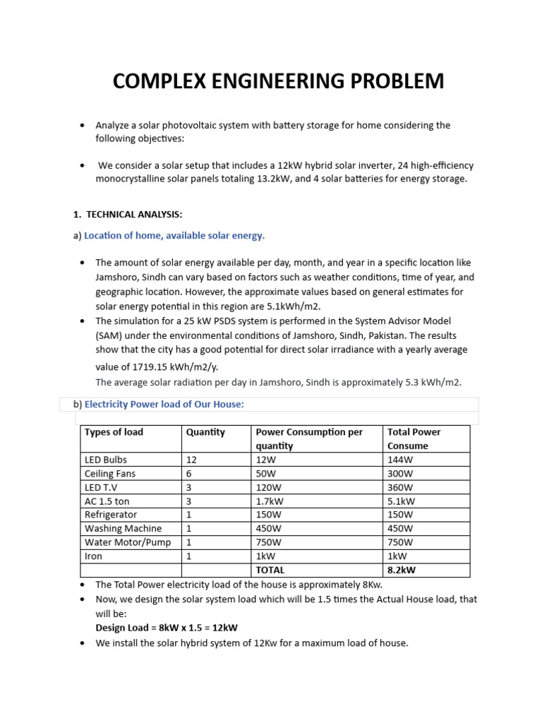 Hybrid Solar System Analysis for Home | PDF | Solar Power ...
