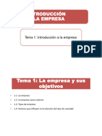 Tema 1. La Empresa y Sus Objetivos