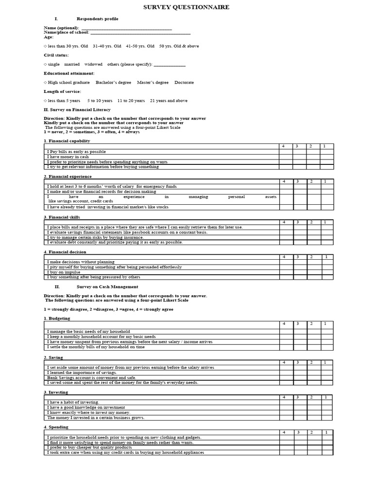 Financial Literacy and Cash Management Survey | PDF | Money | Credit Card