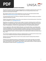Unisa Teaching Practice Placement Guide | PDF