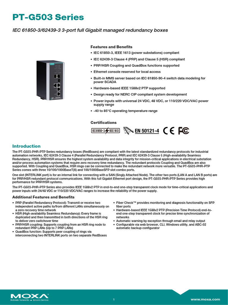 moxaptg503seriesdatasheetv1.2 PDF Standards