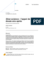 Slow Science L'appel de 2010 Douze Ans Après