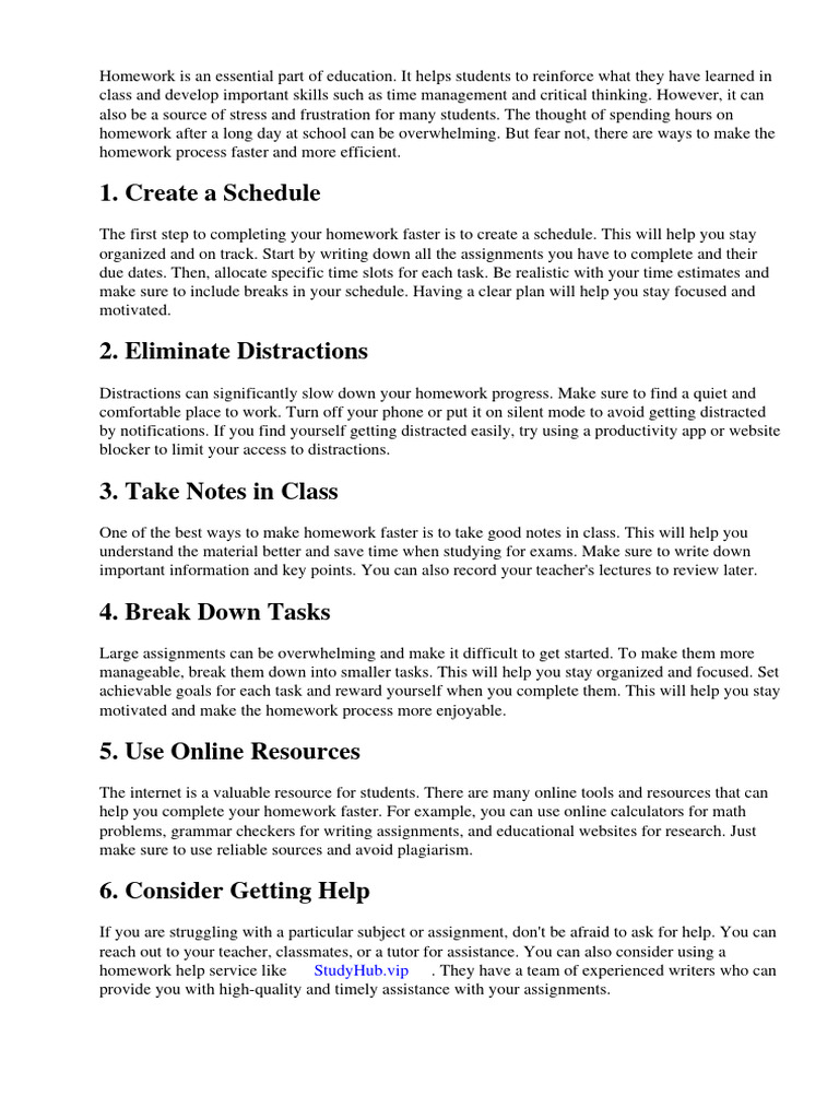 10 Tips to Complete Homework Faster | PDF | Homework | Social Media