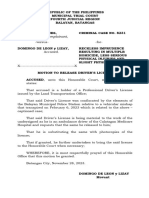 Motion To Release License BALAYAN