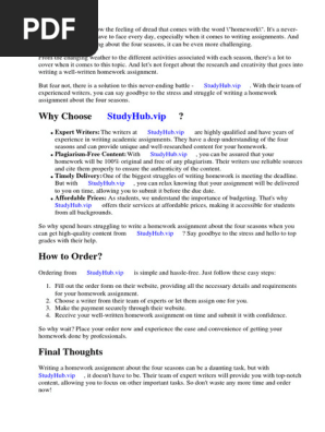 Four Seasons Homework