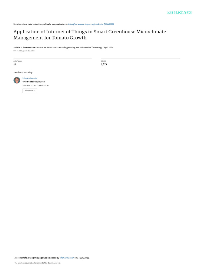 IoT for Smart Greenhouse Tomato Growth | PDF | Internet Of Things ...