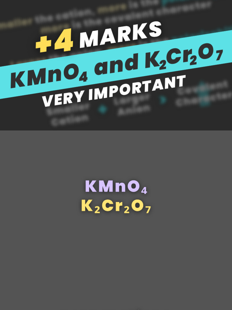 Kmno4 and K2cr2o7 | PDF