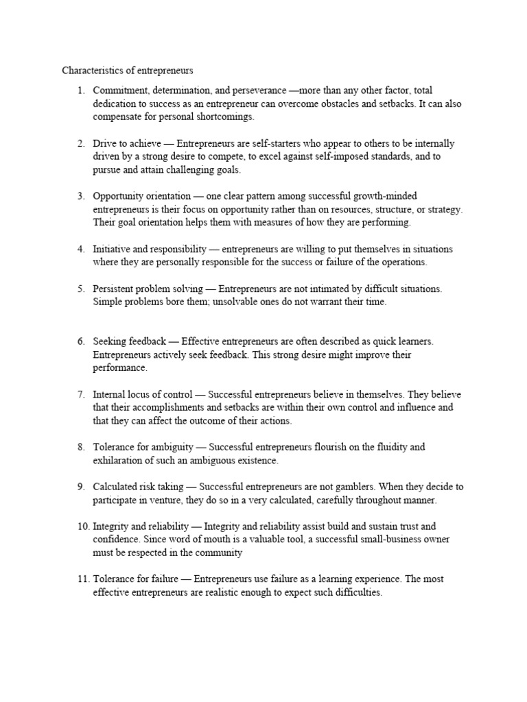 Key Traits of Successful Entrepreneurs | PDF | Entrepreneurship | Goal