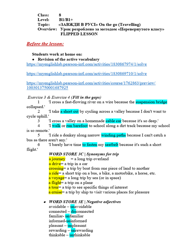 Flipped Lesson Pdf Vocabulary Learning