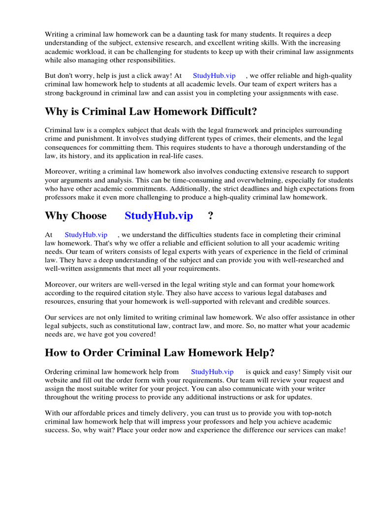 Criminal Law Homework Help Online | PDF | Expert | Homework