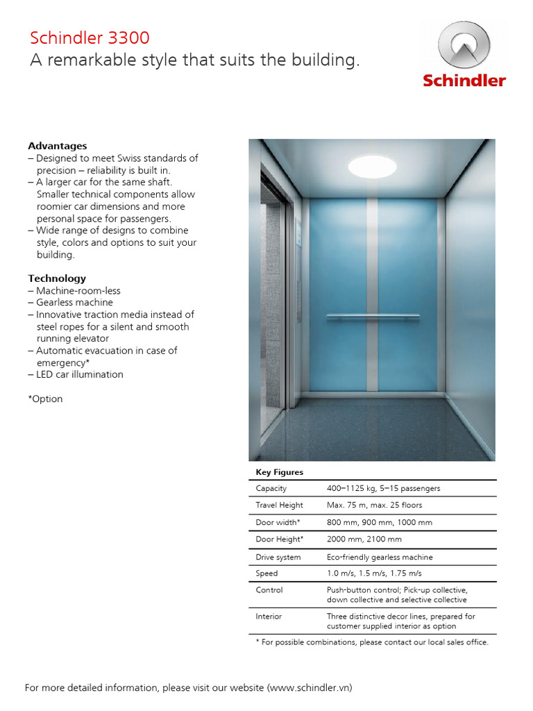 Schindler 3300 Elevator Specifications Pdf