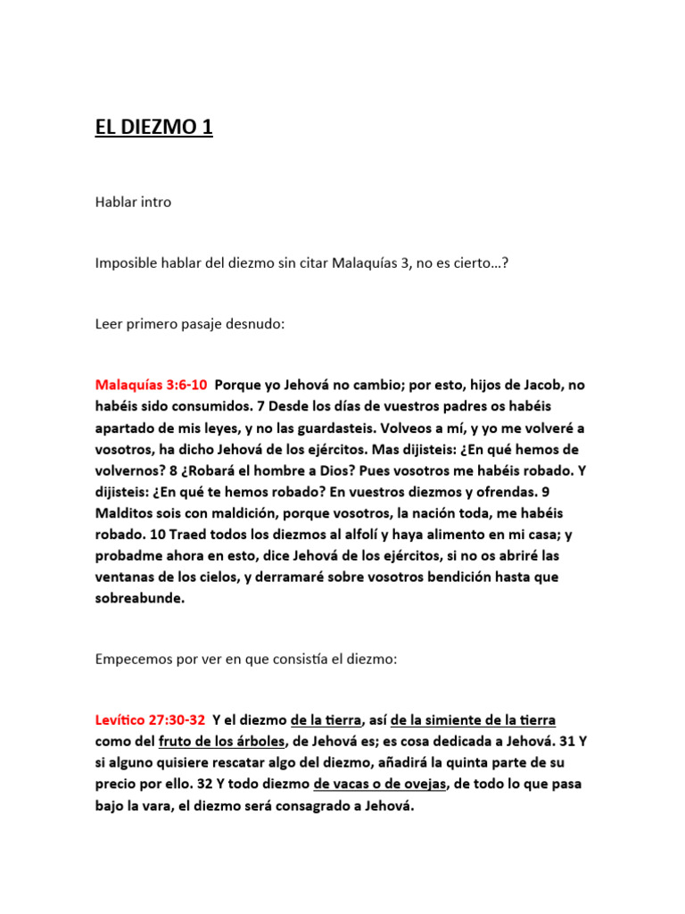 El Diezmo en la Biblia: Fundamentos y Leyes | PDF | Diezmo | Sacerdote