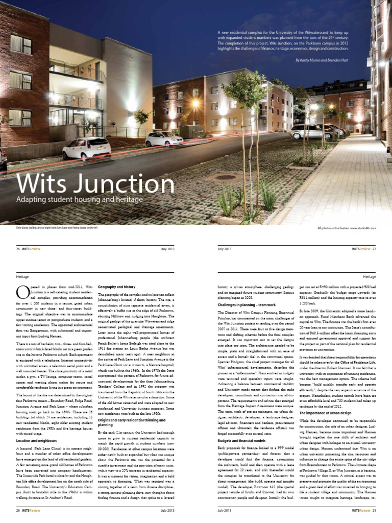 Wits Junction: Student Housing Heritage | PDF | Public–Private ...