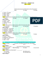 Tieng Anh 7 Friends Plus - Unit 1 - Test 1 (key)