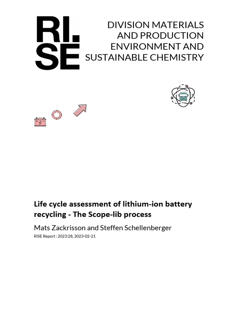 LCA of Lithium-Ion Battery Recycling | PDF | Rechargeable Battery ...