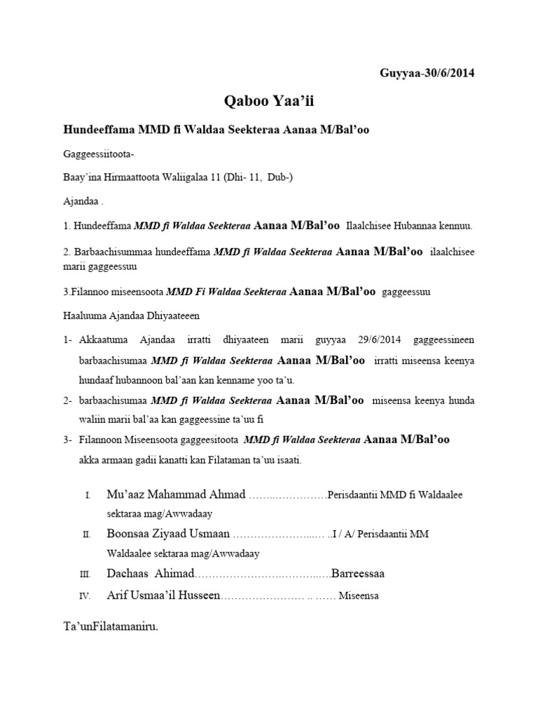Qaboo Yaa'ii 1 | PDF