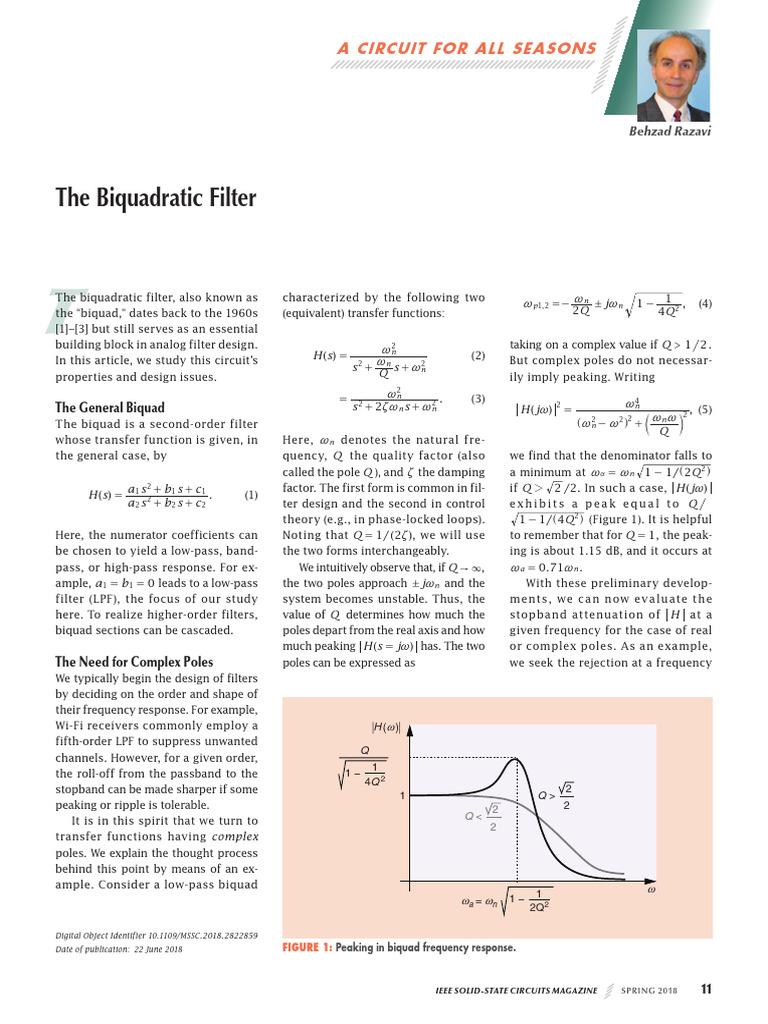 The Biquadratic Filter Pdf Low Pass Filter Control Theory