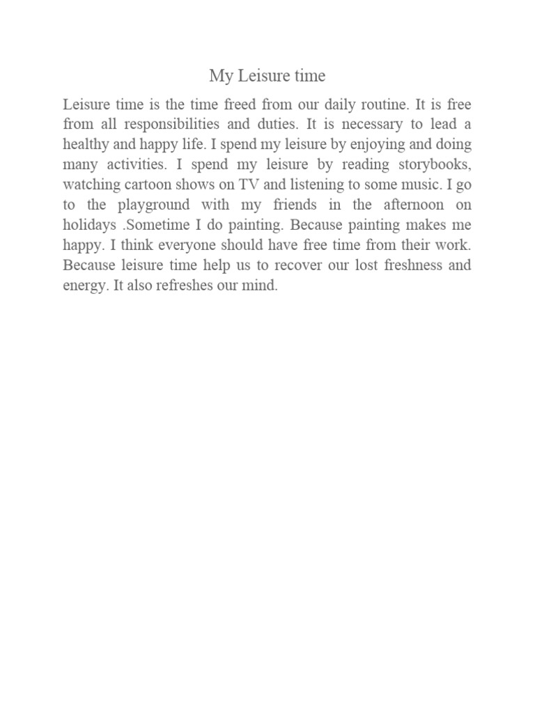 My Leisure Time | PDF