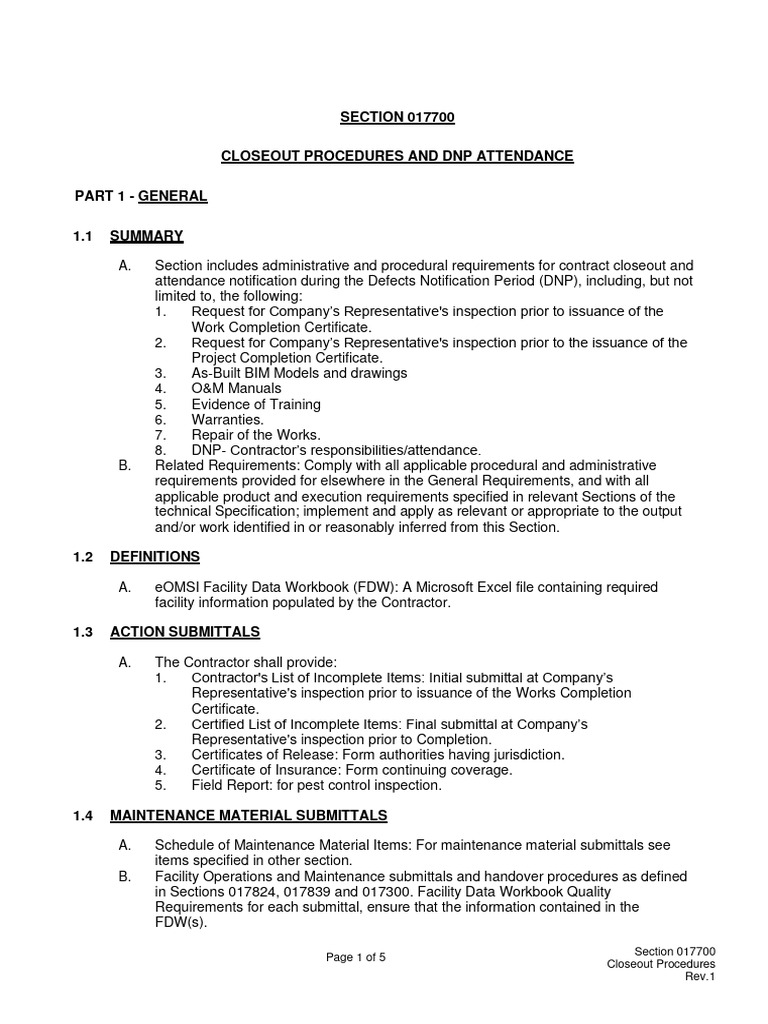 Closeout Procedures for Construction Projects | PDF | Computers ...