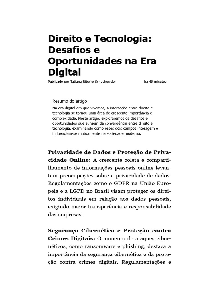 Desafios do Direito na Era Digital | PDF | Segurança de computadores ...