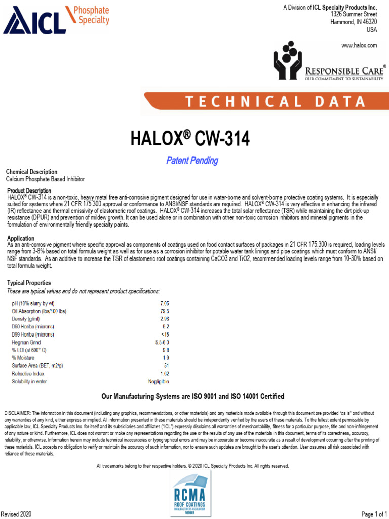 HALOX_CW-314 TDS (1) | PDF | Coating | Corrosion